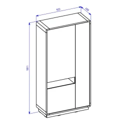 Garnero Arredamenti Armadi Soggiorno|Guardaroba-Armadio soggiorno 92x181h cm 3 ante moderno nero opaco rovere Esmond