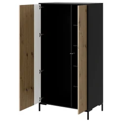 Garnero Arredamenti Armadi Soggiorno|Credenze Moderne-Armadio soggiorno 90x184h cm 2 ante rovere nero Duble