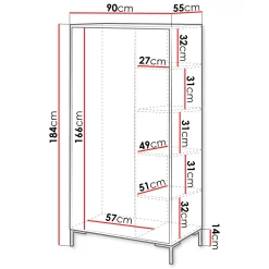 Garnero Arredamenti Armadi Soggiorno|Credenze Moderne-Armadio soggiorno 90x184h cm 2 ante rovere nero Duble