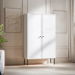 Garnero Arredamenti Armadi Soggiorno|Credenze Moderne-Armadio soggiorno 100x166h cm 2 ante Stark Bianco Opaco