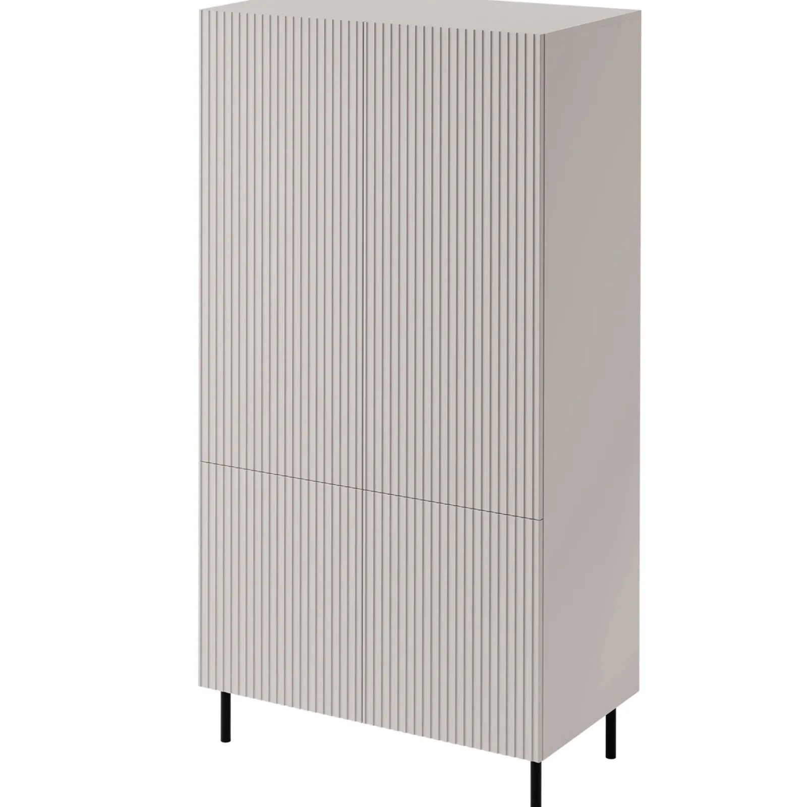 Garnero Arredamenti Armadi Soggiorno|Credenze Moderne-Armadio soggiorno 90x185h cm 4 ante con frontali cannettati beige Ziggy