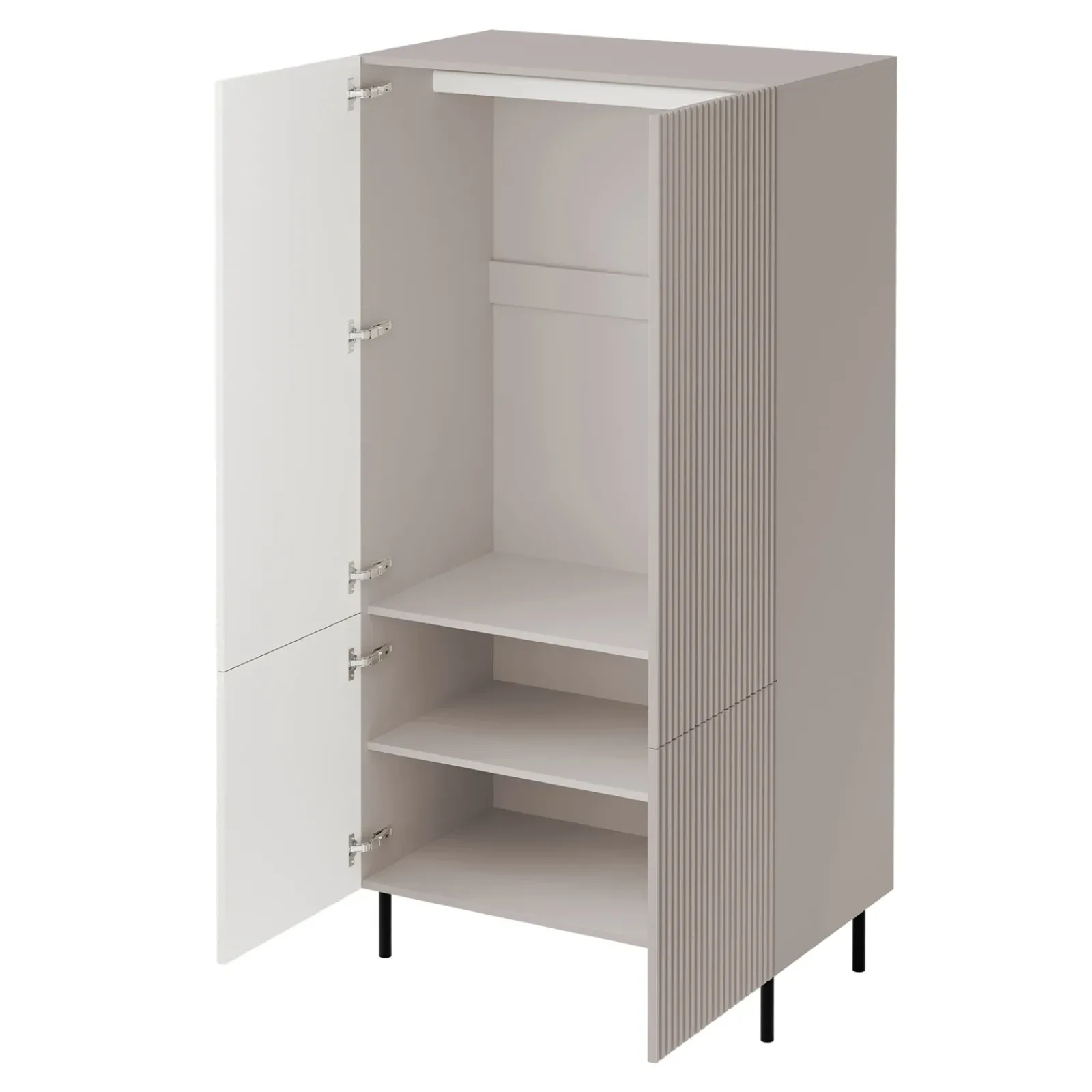 Garnero Arredamenti Armadi Soggiorno|Credenze Moderne-Armadio soggiorno 90x185h cm 4 ante con frontali cannettati beige Ziggy