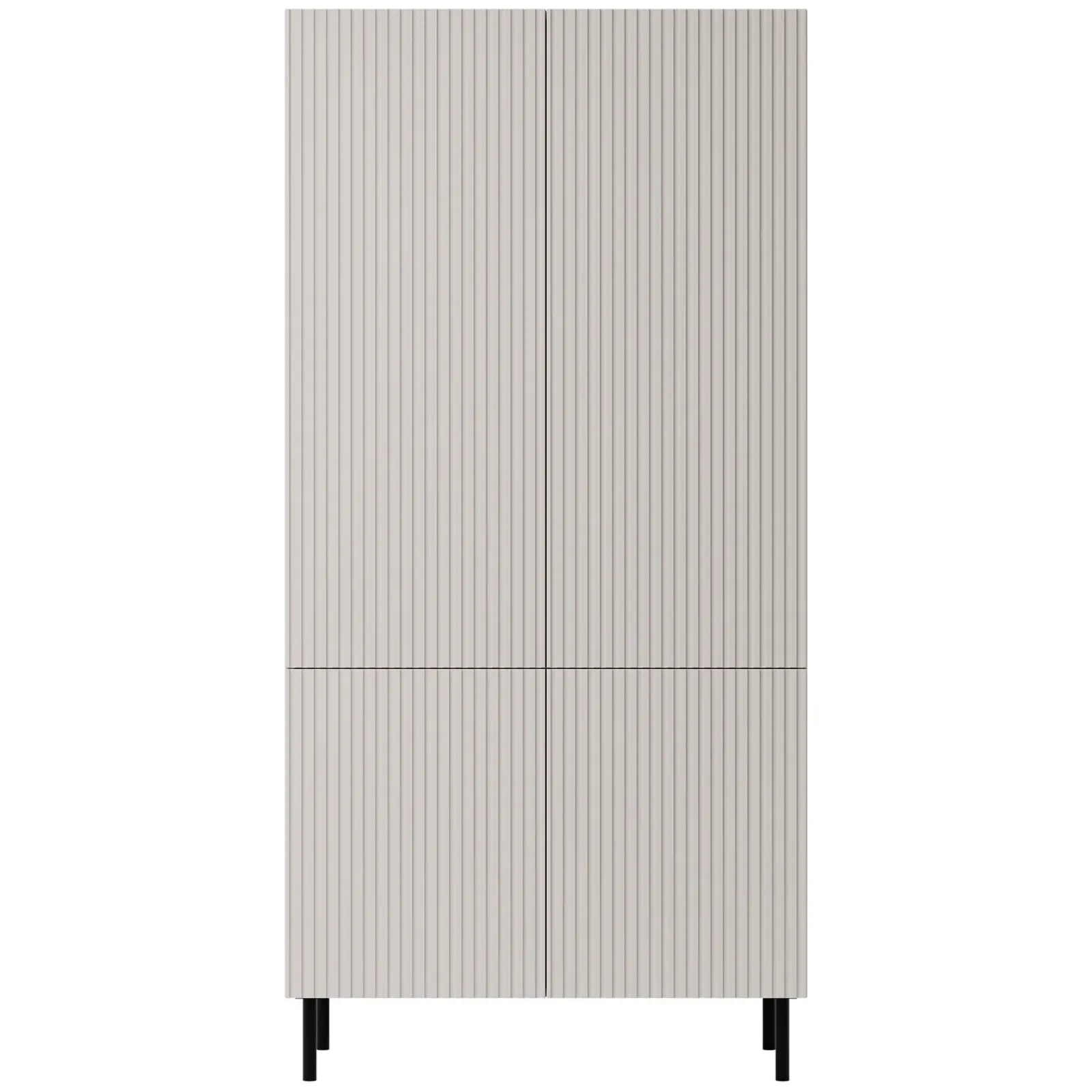 Garnero Arredamenti Armadi Soggiorno|Credenze Moderne-Armadio soggiorno 90x185h cm 4 ante con frontali cannettati beige Ziggy