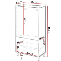 Garnero Arredamenti Armadi Soggiorno|Credenze Moderne-Armadio soggiorno 90x185h cm 4 ante con frontali cannettati beige Ziggy