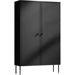 Garnero Arredamenti Armadi Soggiorno|Credenze Moderne-Armadio soggiorno 100x166h cm 2 ante Stark Nero Opaco