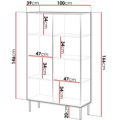 Garnero Arredamenti Armadi Soggiorno|Credenze Moderne-Armadio soggiorno 100x166h cm 2 ante Stark Nero Opaco