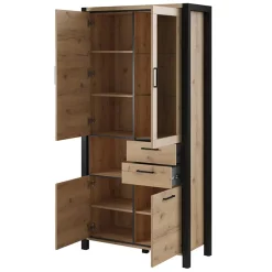 Garnero Arredamenti Armadi Soggiorno|Guardaroba-Armadio soggiorno100x200h cm industrial quercia nero opaco Neive