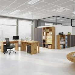 Garnero Arredamenti Armadi Ufficio-Armadio ufficio 79x118h cm 2 ante rovere grafite Woody Grafite - Rovere Rustico