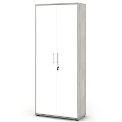 Garnero Arredamenti Armadi Ufficio-Armadio ufficio 79x188h cm 2 ante bianco frassinato cemento Woody Bianco Frassinato - Cemento