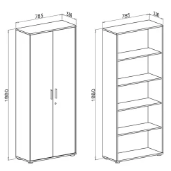 Garnero Arredamenti Armadi Ufficio-Armadio ufficio 79x188h cm 2 ante bianco frassinato cemento Woody Bianco Frassinato - Cemento