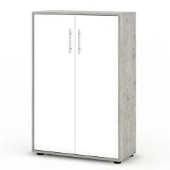 Garnero Arredamenti Armadi Ufficio-Armadio ufficio 79x118h cm 2 ante bianco frassinato cemento Woody Cemento - Bianco Frassinato