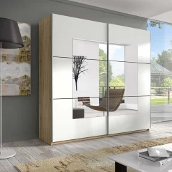 Garnero Arredamenti Armadio Ante A Specchio|Armadio Ante Scorrevoli-Armadio 180x210cm 2 ante scorrevoli rovere sanremo bianco Logan Gihome®