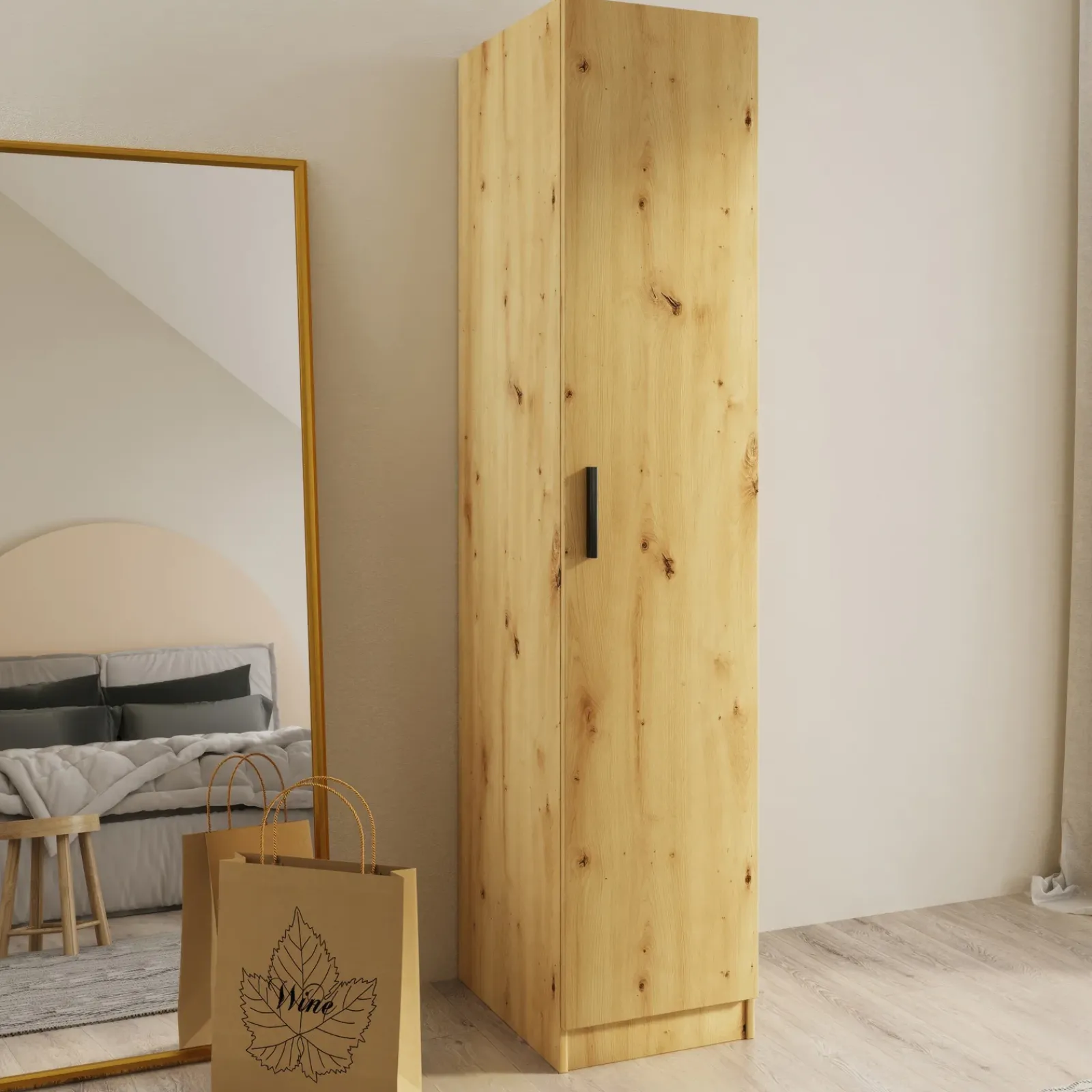 Garnero Arredamenti Armadio Cameretta|Armadio Ante Battenti-Armadio 40x191h cm 1 anta moderno Marzia Rovere Rustico