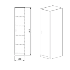 Garnero Arredamenti Armadio Cameretta|Armadio Ante Battenti-Armadio 40x191h cm 1 anta moderno sonoma Marzia Rovere