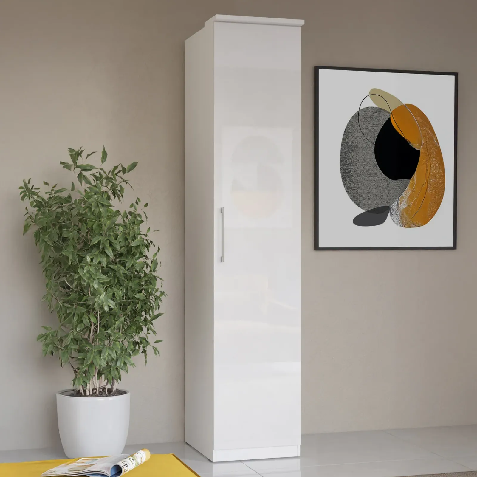 Garnero Arredamenti Armadio Ante Battenti|Guardaroba-Armadio 45x217h cm 1 anta moderno bianco opaco e lucido Naper