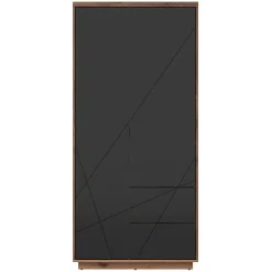 Garnero Arredamenti Armadio Ante Battenti|Guardaroba-Armadio 94x201h cm 2 ante 2 cassetti rovere scuro nero opaco Elin