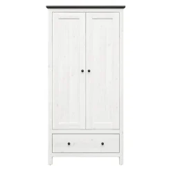 Garnero Arredamenti Armadio Ante Battenti|Guardaroba-Armadio 101x203h cm 2 ante 1 cassetto arte povera bianco frassinato grafite Holga Bianco Frassinato - Grafite