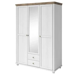 Garnero Arredamenti Armadio Ante A Specchio|Armadio Ante Battenti-Armadio 154x216h cm 3 ante 2 cassetti con specchio quercia Texel Bianco Frassinato