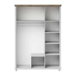 Garnero Arredamenti Armadio Ante A Specchio|Armadio Ante Battenti-Armadio 154x216h cm 3 ante 2 cassetti con specchio quercia Texel Bianco Frassinato