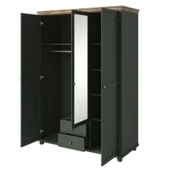 Garnero Arredamenti Armadio Ante A Specchio|Armadio Ante Battenti-Armadio 154x216h cm 3 ante 2 cassetti con specchio quercia Texel Verde