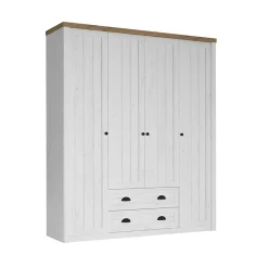 Garnero Arredamenti Armadio Cameretta|Armadio Ante Battenti-Armadio 171x198h cm 4 ante 2 cassetti bianco frassinato rovere Provenza