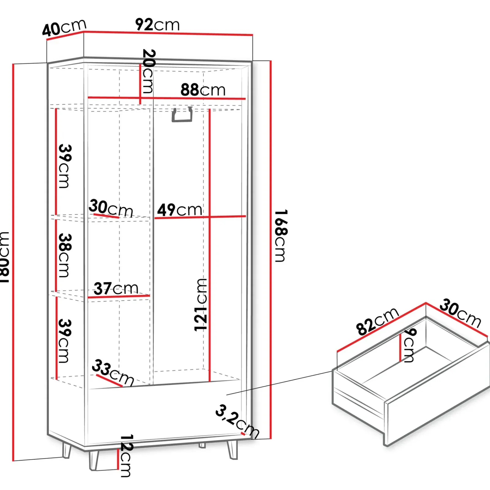 Garnero Arredamenti Armadi E Madie Ingresso|Armadi Soggiorno-Armadio 92x180h cm 2 ante 1 cassetto cannettato soggiorno cannettato rovere Branch