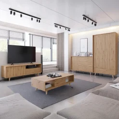 Garnero Arredamenti Armadi E Madie Ingresso|Armadi Soggiorno-Armadio 92x180h cm 2 ante 1 cassetto cannettato soggiorno cannettato rovere Branch