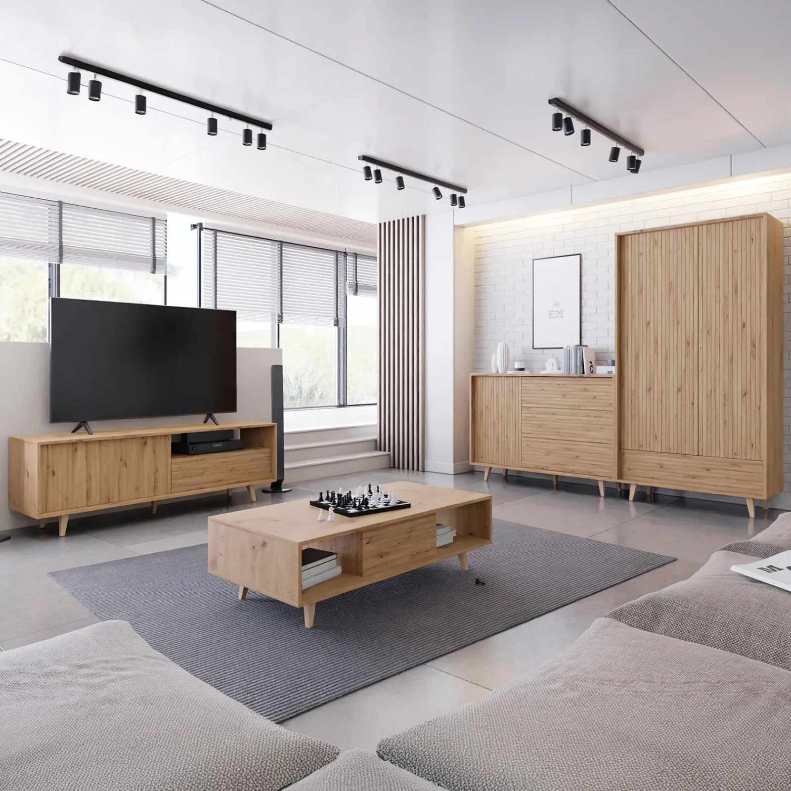 Garnero Arredamenti Armadi E Madie Ingresso|Armadi Soggiorno-Armadio 92x180h cm 2 ante 1 cassetto cannettato soggiorno cannettato rovere Branch