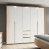 Garnero Arredamenti Armadio Ante Battenti|Guardaroba-Armadio 225x215h cm 5 ante 3 cassetti bianco rovere Sweet