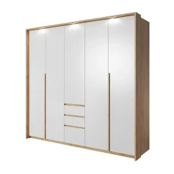 Garnero Arredamenti Armadio Ante Battenti|Guardaroba-Armadio 225x215h cm 5 ante 3 cassetti bianco rovere Sweet