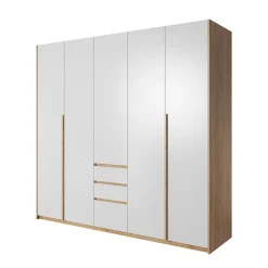 Garnero Arredamenti Armadio Ante Battenti|Guardaroba-Armadio 225x215h cm 5 ante 3 cassetti bianco rovere Sweet