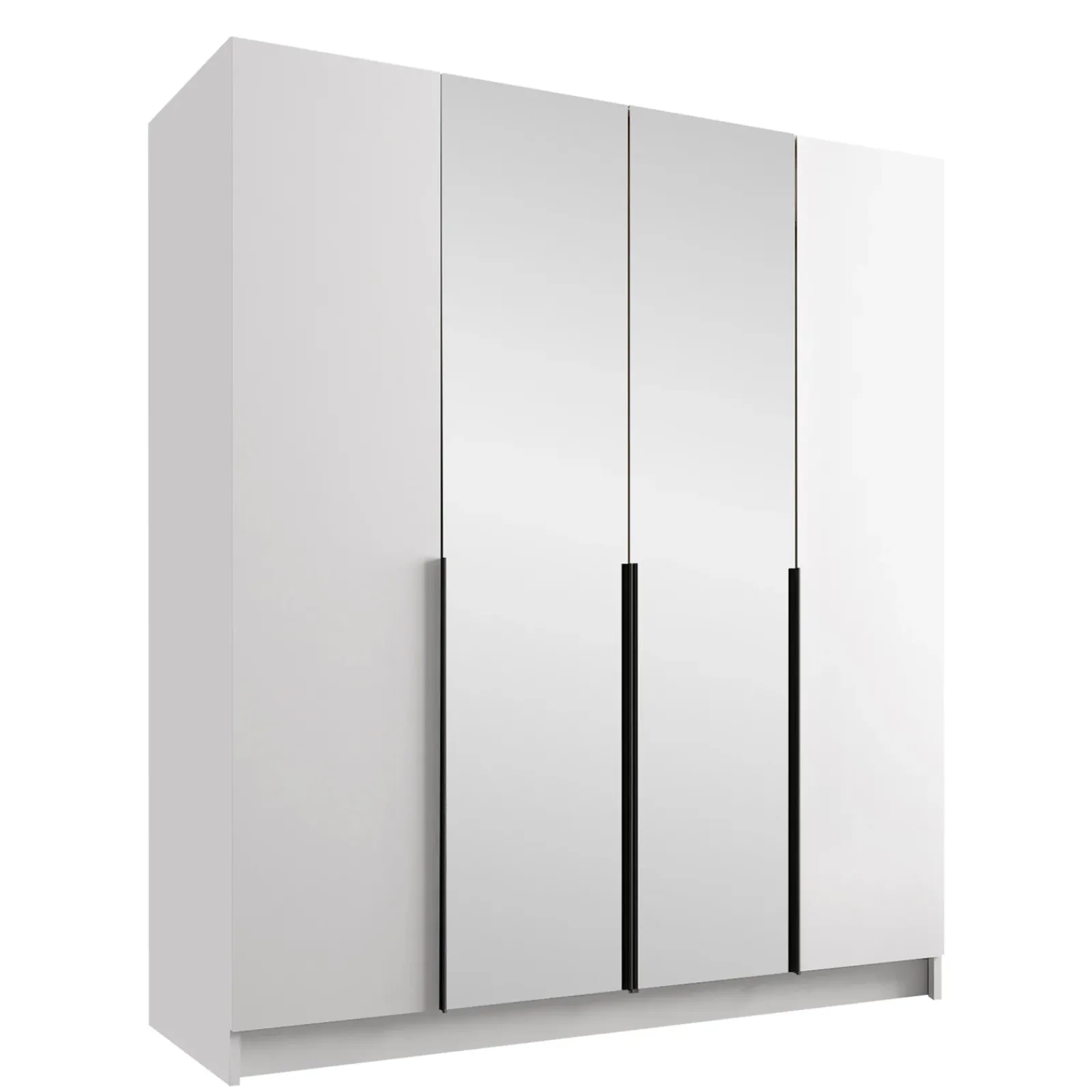 Garnero Arredamenti Armadio Ante A Specchio|Armadio Ante Battenti-Armadio 200x215h cm 4 ante 2 specchi moderno bianco nero Glammy 4 Bianco Opaco - Nero