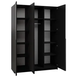 Garnero Arredamenti Armadio Cameretta|Armadio Ante A Specchio-Armadio 150x215h cm 3 ante 3 specchi moderno nero Glammy 3 Nero Opaco - Nero