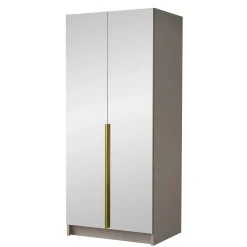 Garnero Arredamenti Armadio Cameretta|Armadio Ante A Specchio-Armadio 100x215h cm 2 ante 2 specchi moderno beige oro Glammy 2 Beige - Oro