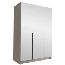 Garnero Arredamenti Armadio Cameretta|Armadio Ante A Specchio-Armadio 150x215h cm 3 ante 3 specchi moderno beige nero Glammy 3 Beige - Nero