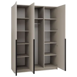 Garnero Arredamenti Armadio Cameretta|Armadio Ante A Specchio-Armadio 150x215h cm 3 ante 3 specchi moderno beige nero Glammy 3 Beige - Nero