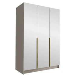 Garnero Arredamenti Armadio Cameretta|Armadio Ante A Specchio-Armadio 150x215h cm 3 ante 3 specchi moderno beige oro Glammy 3 Beige - Oro