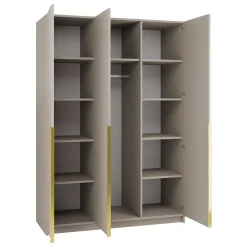 Garnero Arredamenti Armadio Cameretta|Armadio Ante A Specchio-Armadio 150x215h cm 3 ante 3 specchi moderno beige oro Glammy 3 Beige - Oro