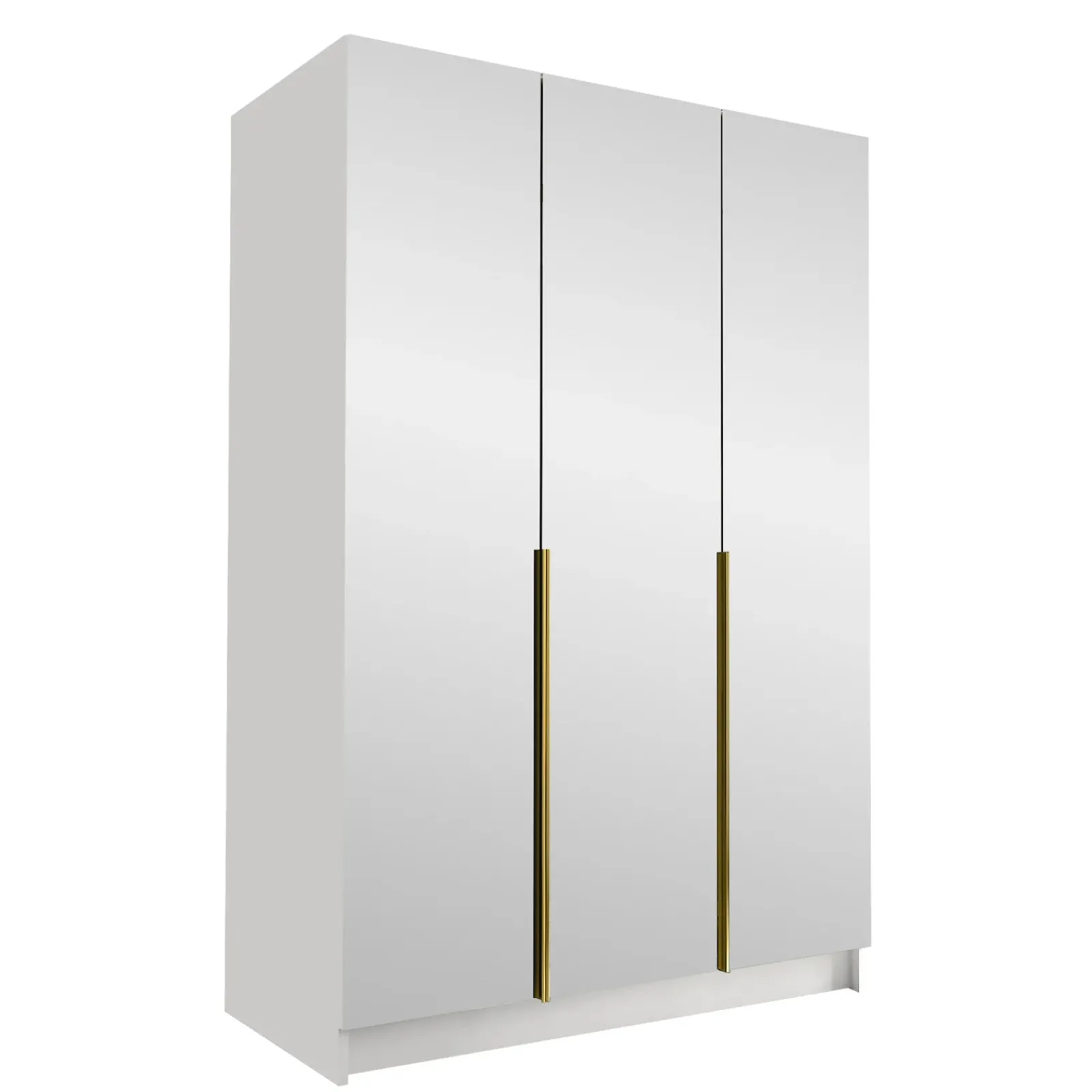 Garnero Arredamenti Armadio Cameretta|Armadio Ante A Specchio-Armadio 150x215h cm 3 ante 3 specchi moderno bianco oro Glammy 3 Bianco Opaco - Oro