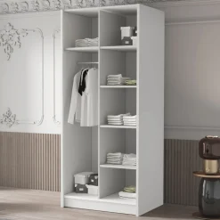 Garnero Arredamenti Armadio Cameretta|Armadio Ante A Specchio-Armadio 100x215h cm 2 ante 2 specchi moderno bianco nero Glammy 2 Bianco Opaco - Nero