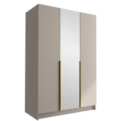 Garnero Arredamenti Armadio Cameretta|Armadio Ante A Specchio-Armadio 150x215h cm 3 ante 1 specchio moderno beige oro Glammy 3 Beige - Oro