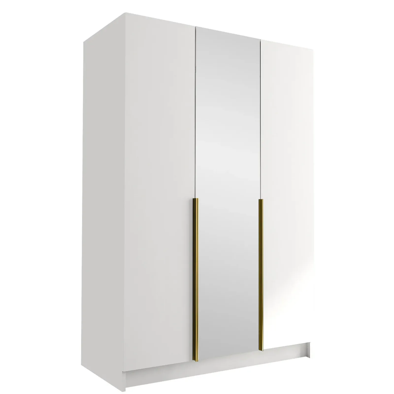 Garnero Arredamenti Armadio Cameretta|Armadio Ante A Specchio-Armadio 150x215h cm 3 ante 1 specchio moderno bianco oro Glammy 3 Bianco Opaco - Oro