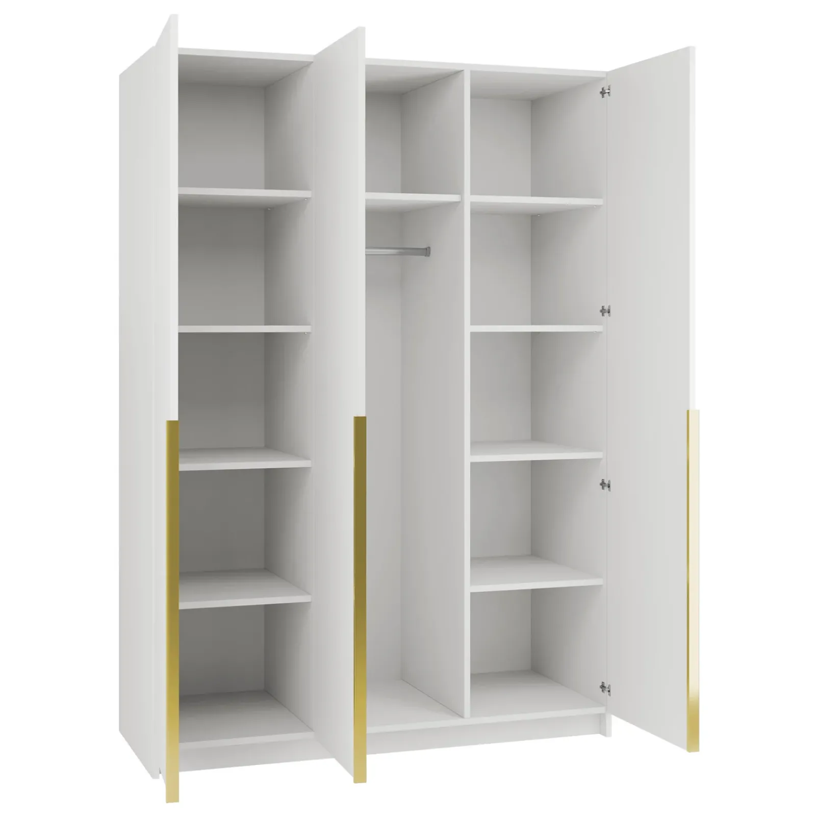 Garnero Arredamenti Armadio Cameretta|Armadio Ante A Specchio-Armadio 150x215h cm 3 ante 1 specchio moderno bianco oro Glammy 3 Bianco Opaco - Oro