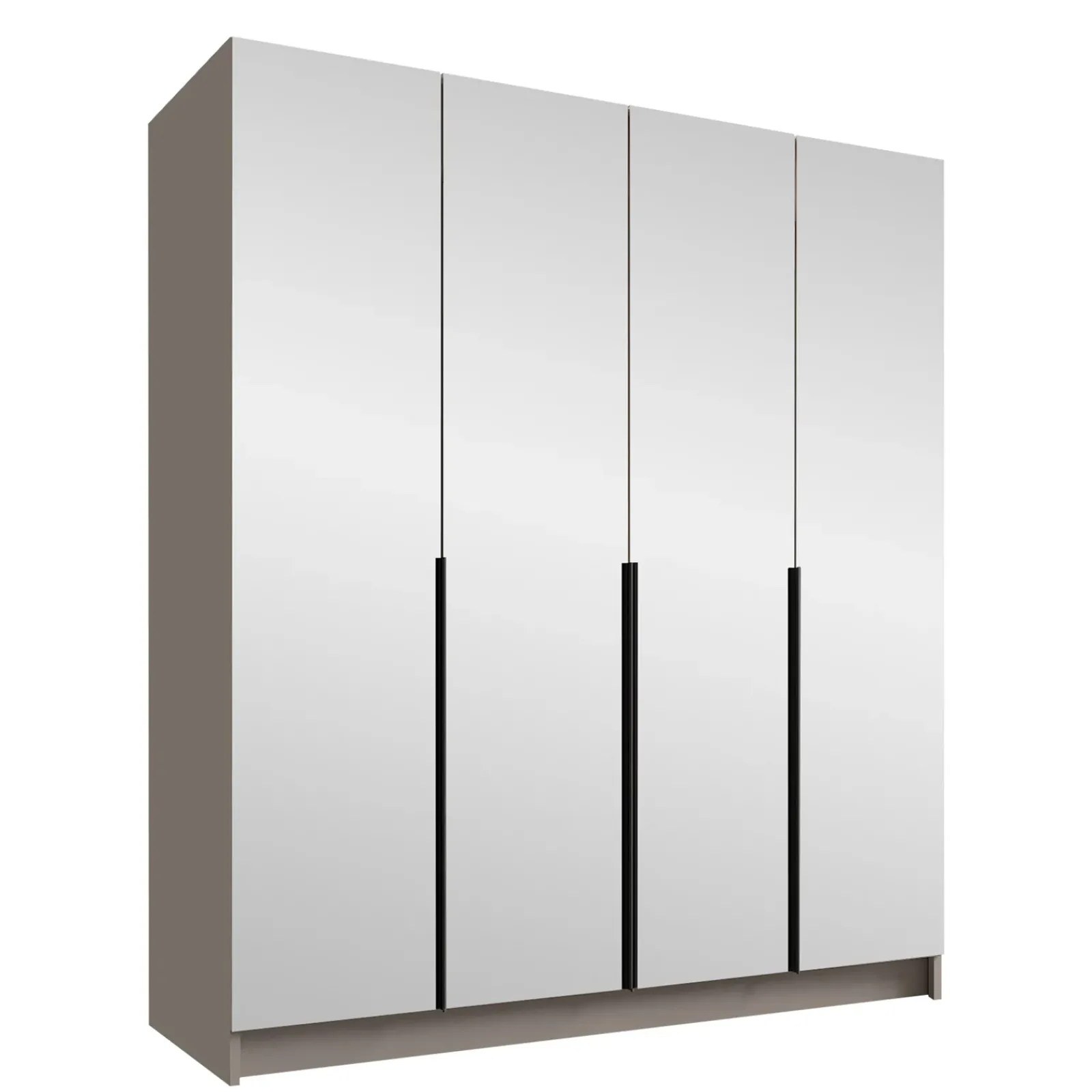 Garnero Arredamenti Armadio Ante A Specchio|Armadio Ante Battenti-Armadio 200x215h cm 4 ante 4 specchi moderno beige nero Glammy 4 Beige - Nero