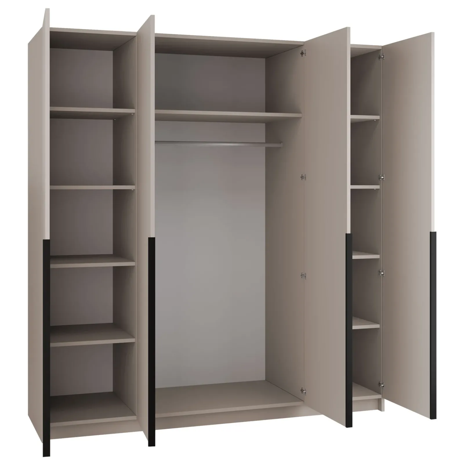 Garnero Arredamenti Armadio Ante A Specchio|Armadio Ante Battenti-Armadio 200x215h cm 4 ante 4 specchi moderno beige nero Glammy 4 Beige - Nero