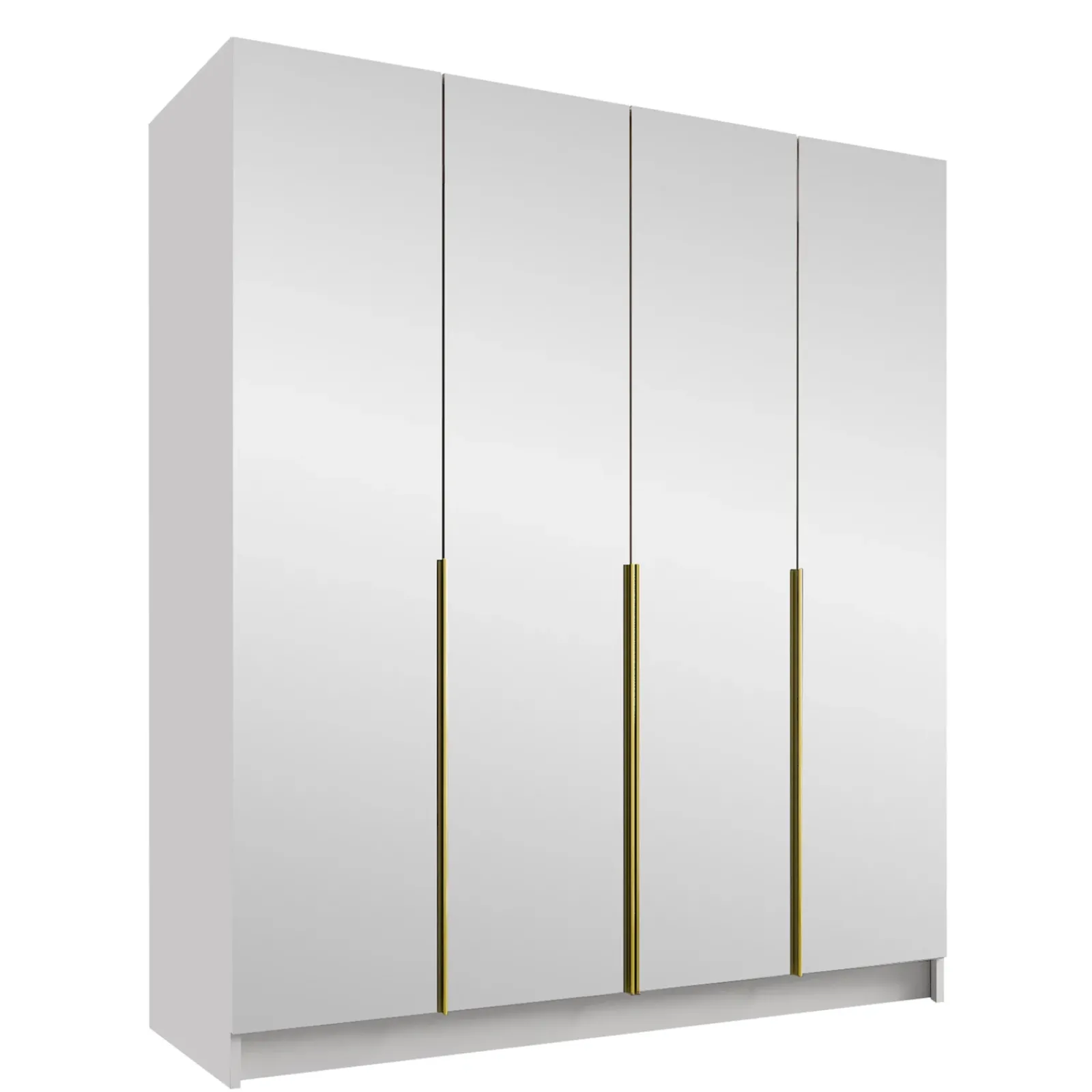 Garnero Arredamenti Armadio Ante A Specchio|Armadio Ante Battenti-Armadio 200x215h cm 4 ante 4 specchi moderno bianco oro Glammy 4 Bianco Opaco - Oro