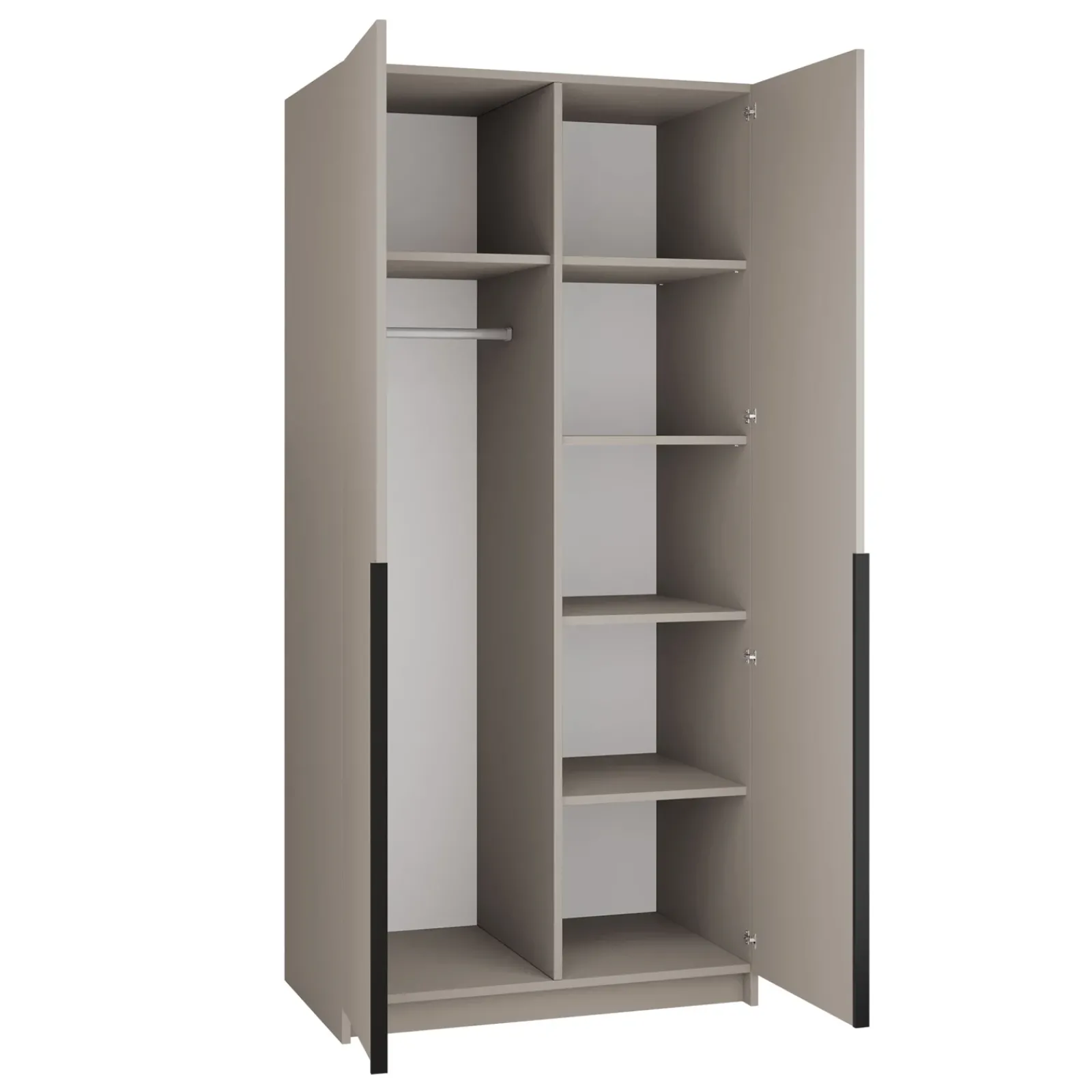 Garnero Arredamenti Armadio Cameretta|Armadio Ante Battenti-Armadio 100x215h cm 2 ante 1 specchio moderno beige nero Glammy 2 Beige - Nero