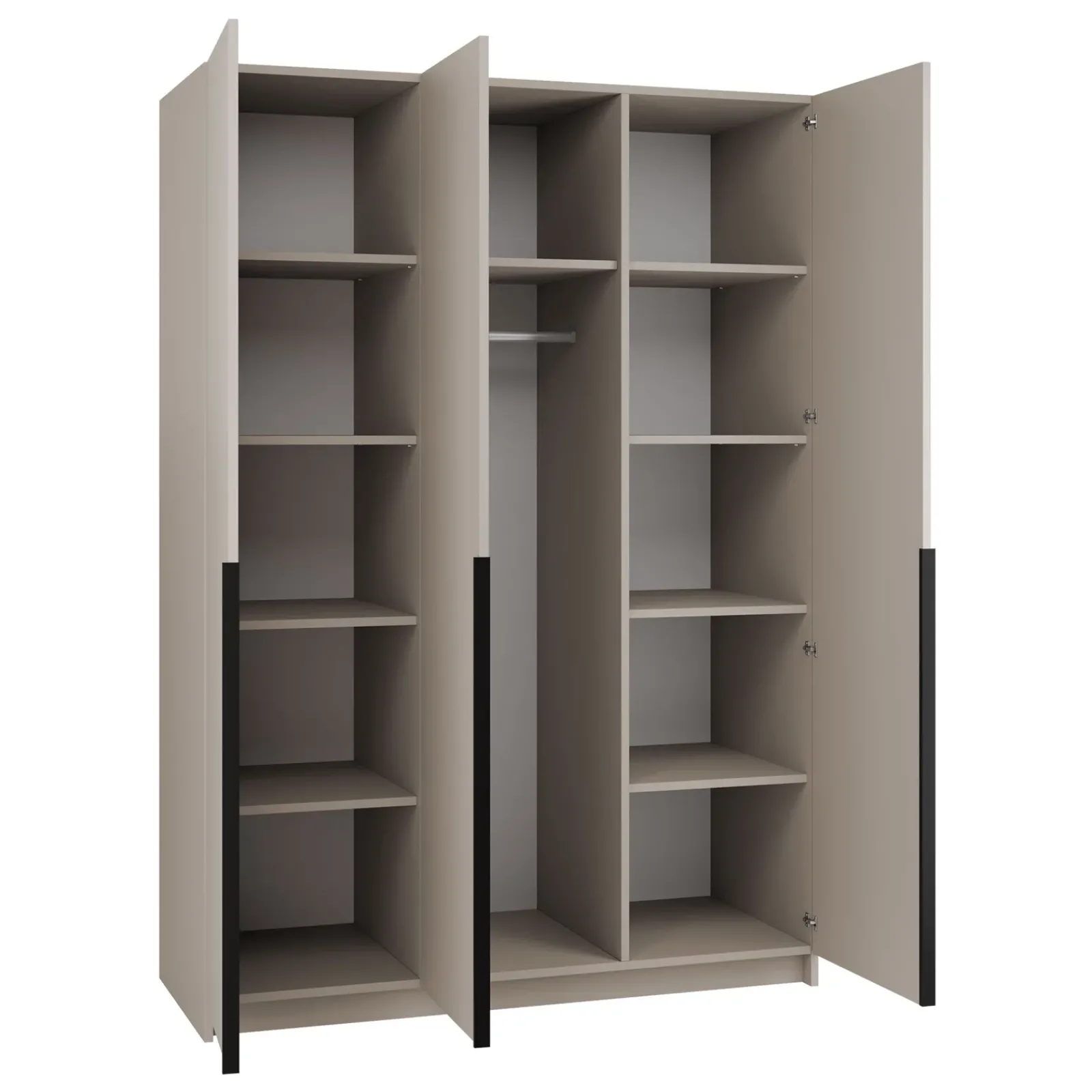 Garnero Arredamenti Armadio Cameretta|Armadio Ante A Specchio-Armadio 150x215h cm 3 ante 1 specchio moderno beige nero Glammy 3 Beige - Nero