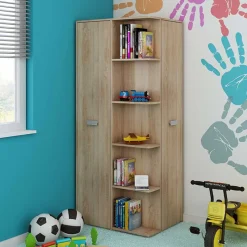 Garnero Arredamenti Armadio Cameretta-Armadio 83x190h cm 2 ante ad angolo con ripiani rovere sonoma Kent Gihome®