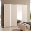 Garnero Arredamenti Armadio Ante A Specchio|Armadio Ante Battenti-Armadio 224x210h cm 4 ante battenti con specchio moderno beige Jolly